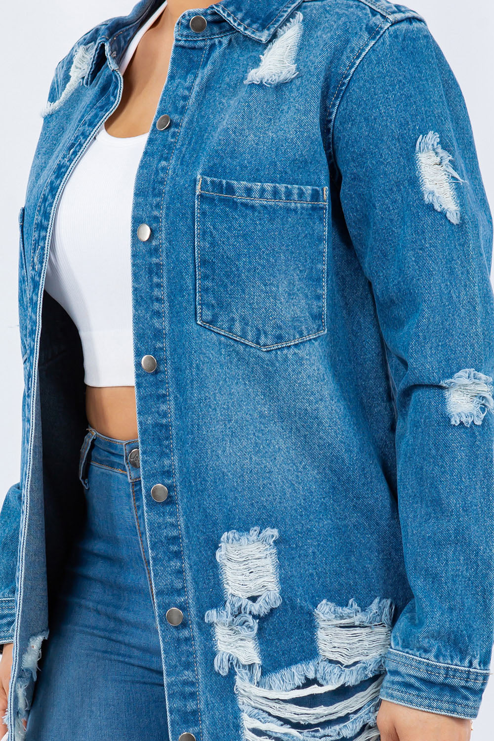 Urban Distressed Denim Blazer