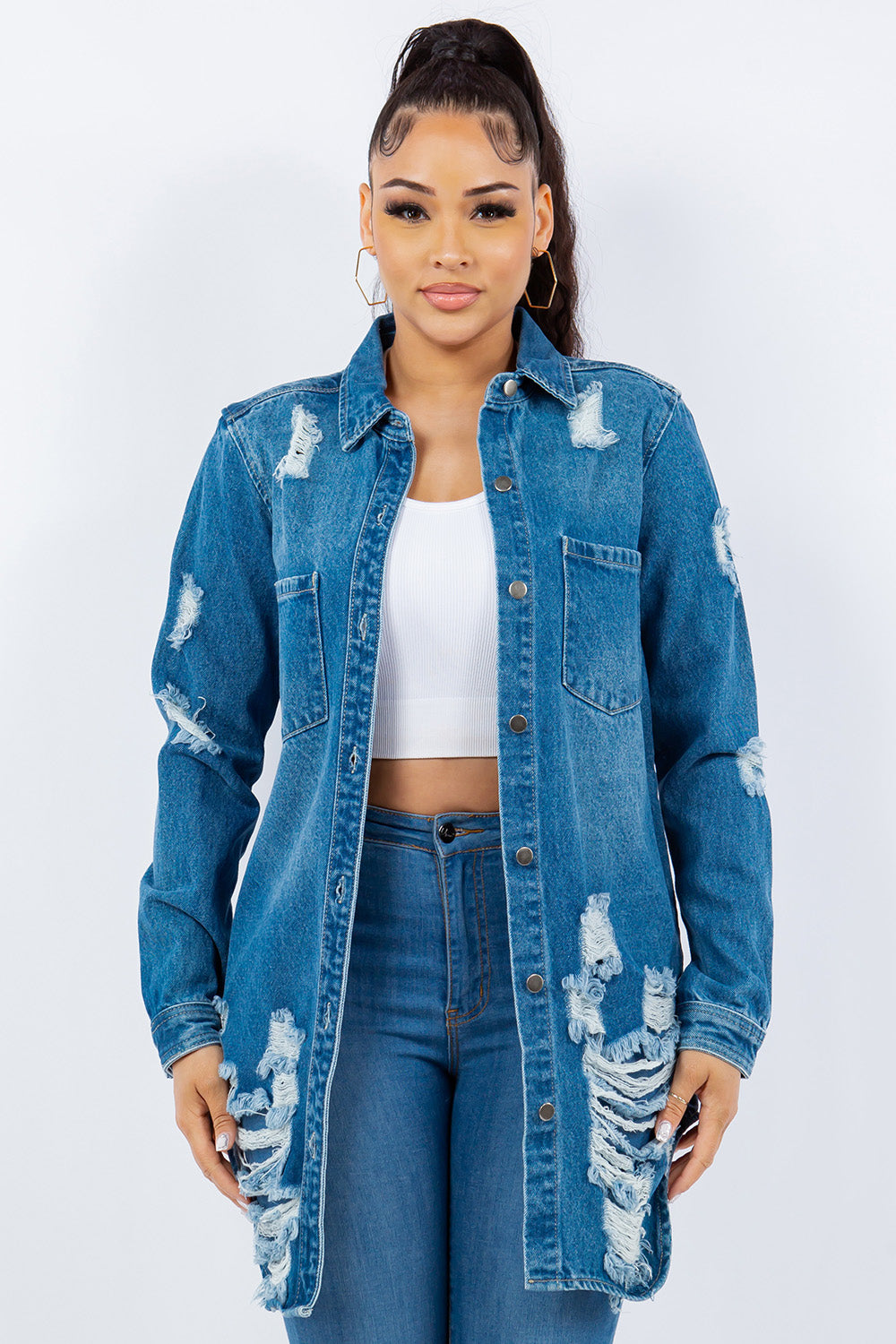 Urban Distressed Denim Blazer