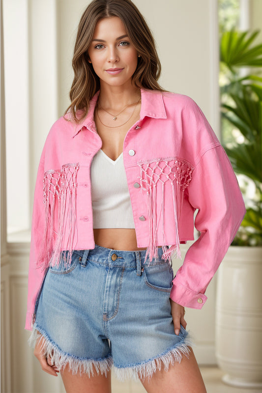 Vibrant Tassel Denim Jacket